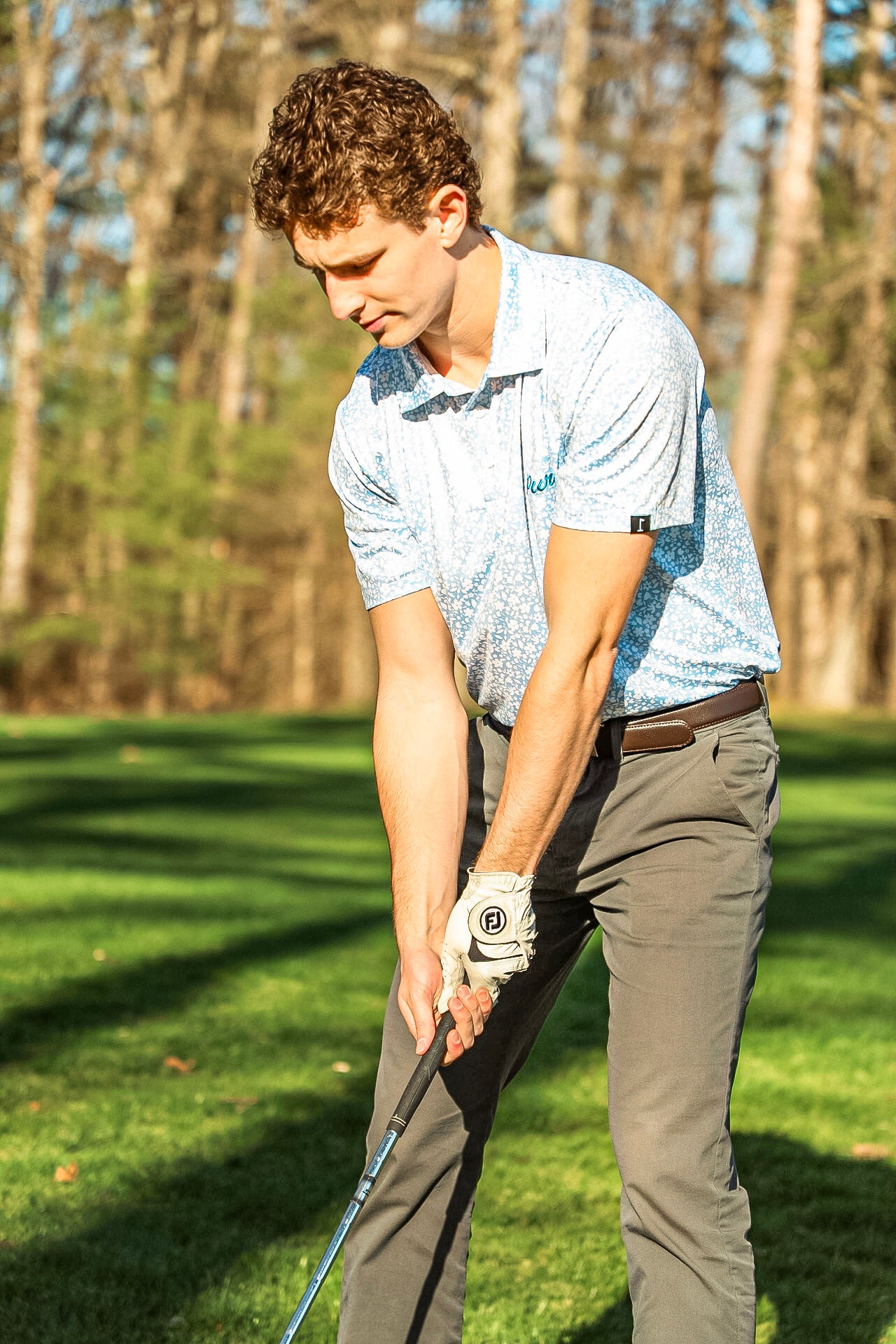 Baby Blue Floral Polo